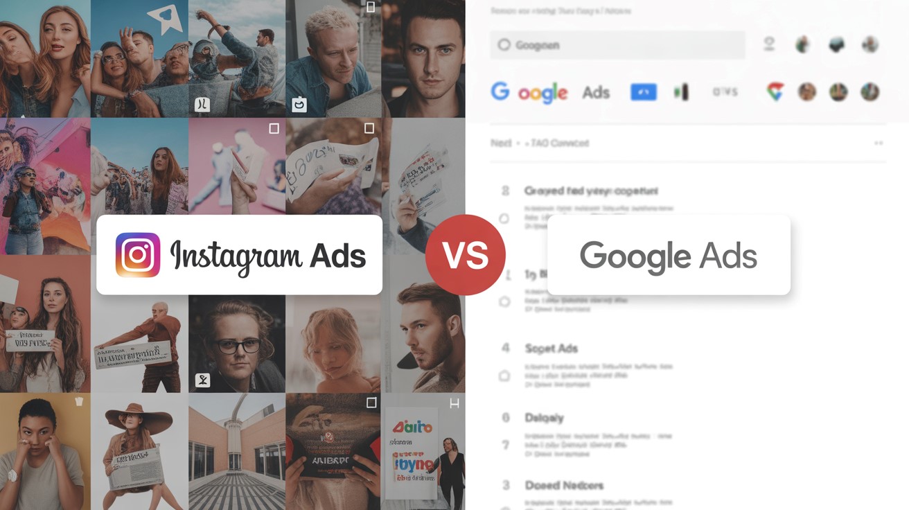 comparing Instagram Ads vs Google Ads highlighting differences in CPC, targeting and performance.